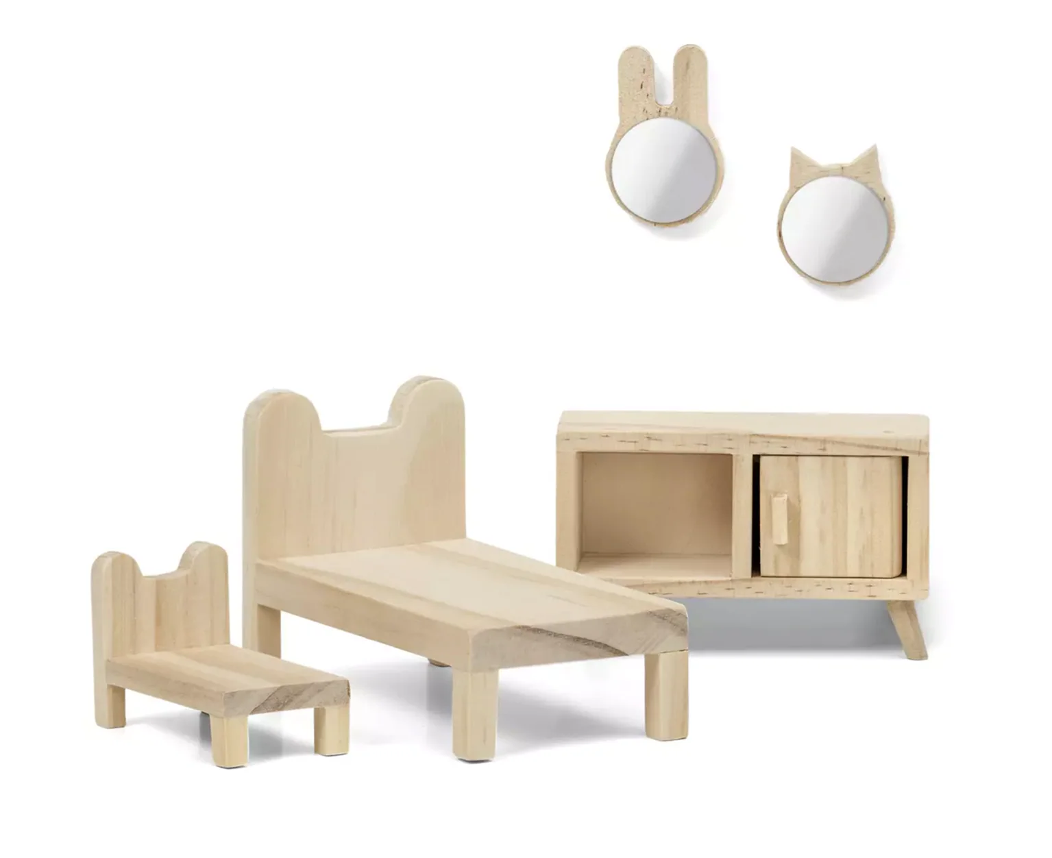 60906200 Lundby Doll's House Furniture Bedroom Set (Natural Wood)