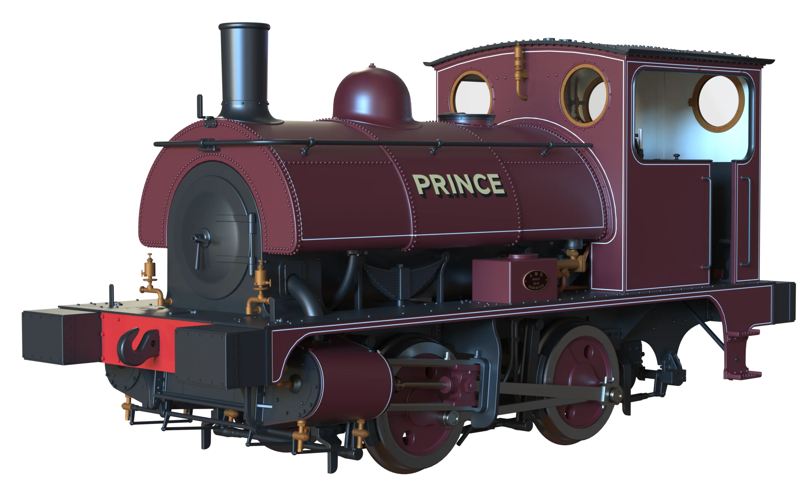 E1044 LYR 'Pug' 0-4-0ST "Prince" United Glass Bottle Manufacturer Lined Red Steam Locomotive