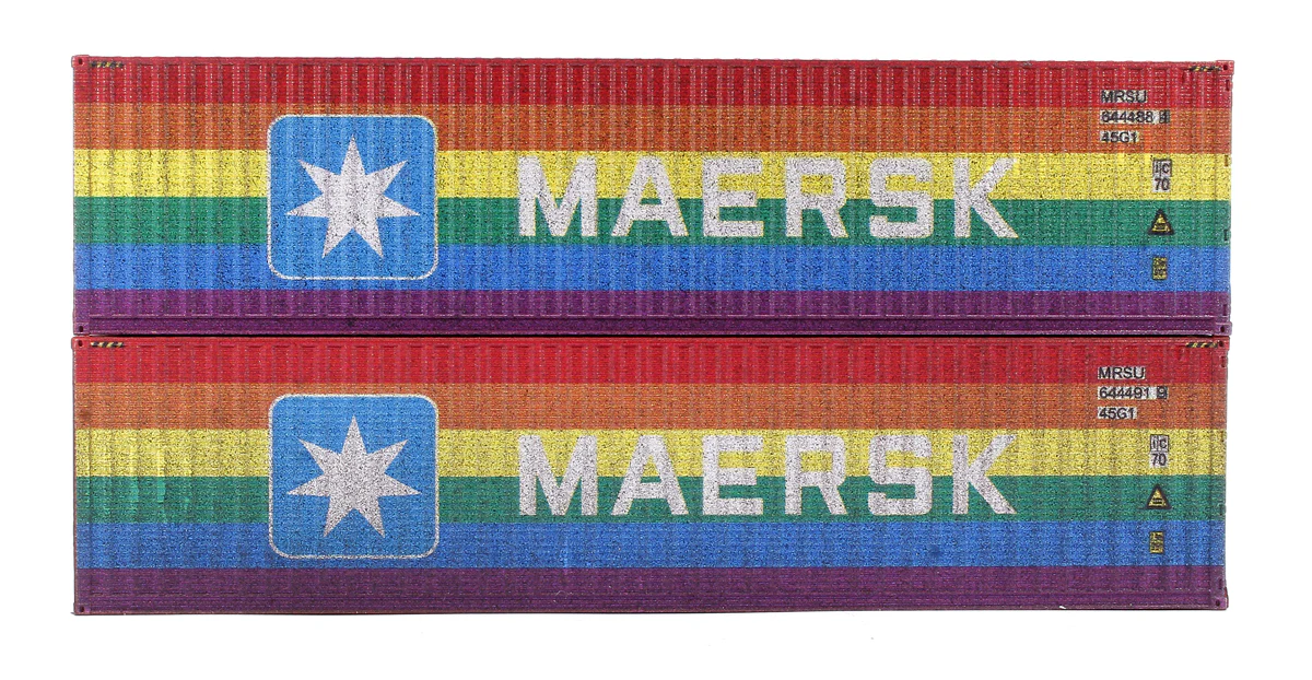 4F-RAINBOW-23W Maersk Rainbow 40ft High Cube Container Twin Pack - Weathered - Image 2