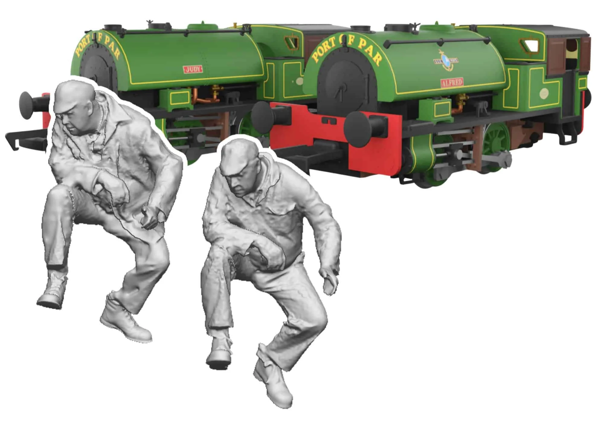11297-076 OO Gauge Loco Specific Crew - Port of Par Bagnall 2x Crew Pack