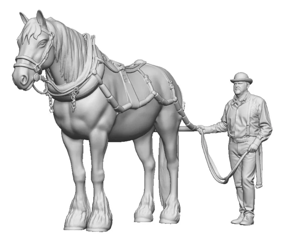 31303-043 O Gauge - Pets, Wildlife & Livestock - Barge Horse and Bargeman