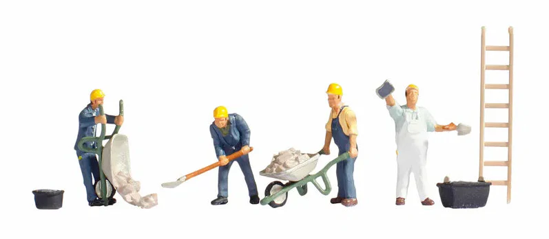 N15055 Bricklayers (4) Ladders and Accessories Figure Set