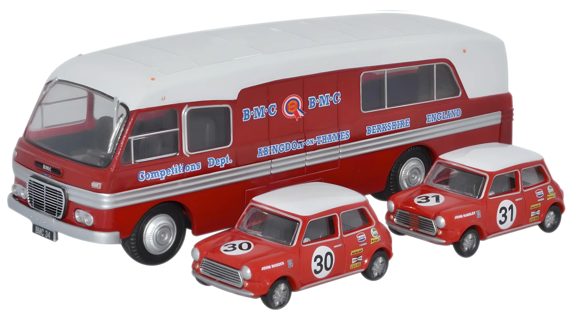 76BMC003 BMC Car Transporter & Two Minis BMC Competitions Dept