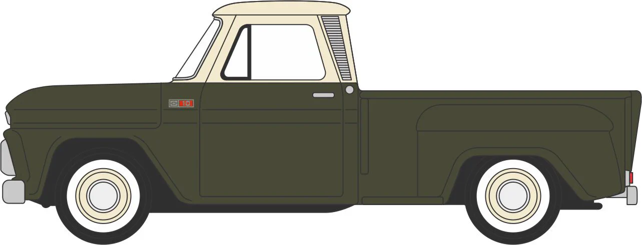 87CP65008 1965 Chevrolet Stepside Pickup Dark Green/Ivory