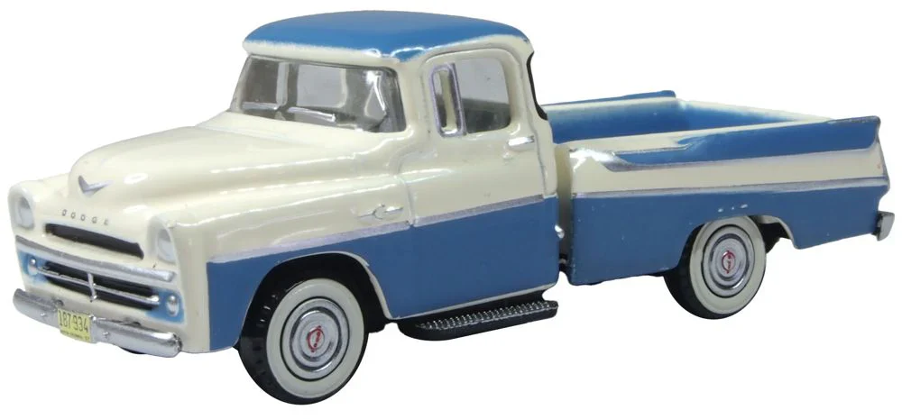 87DP57005 1957 Dodge D100 Sweptside Pickup Ice Blue/Glacier White