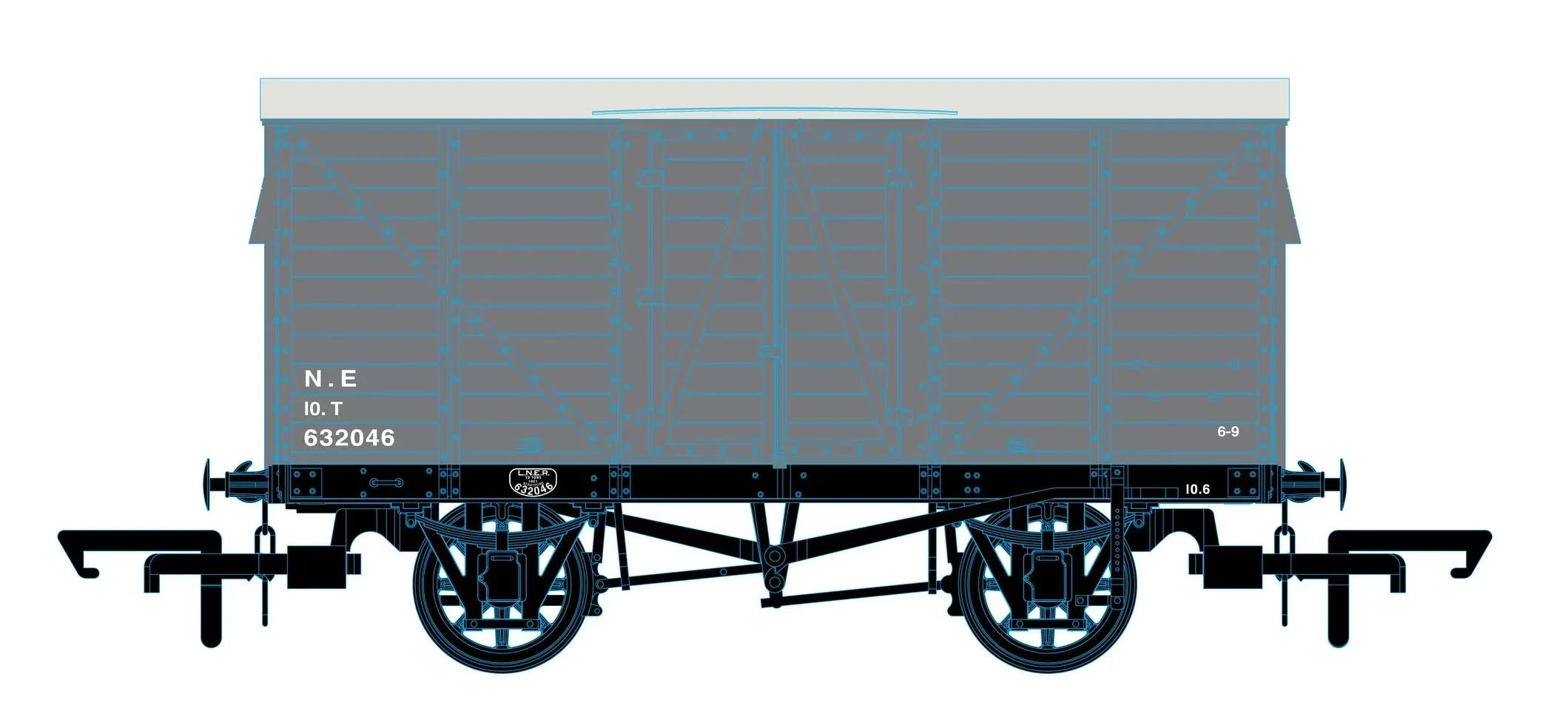 OR76GEGV004 GER 10t Covered Van LNER (post 1936) 632046