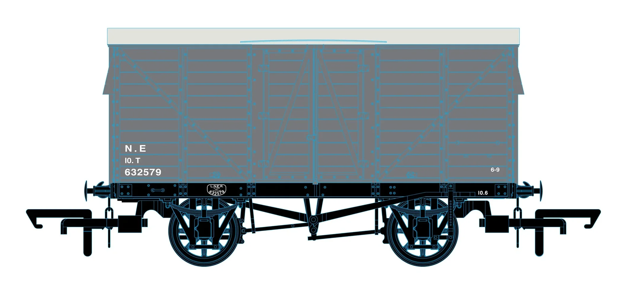 OR76GEGV004B GER 10t Covered Van LNER (post 1936) 632579