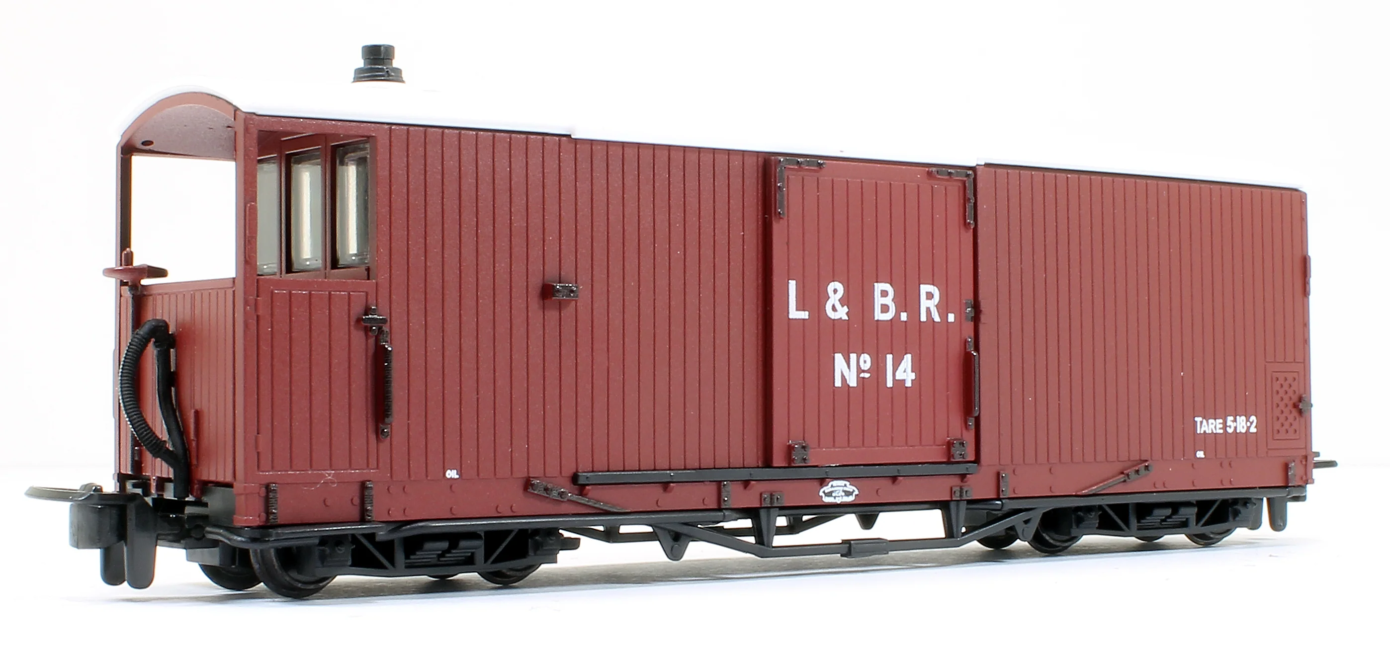 GR240BO L&B 8 ton Bogie Goods Brake Van L&B Livery Red no.14, Open Veranda