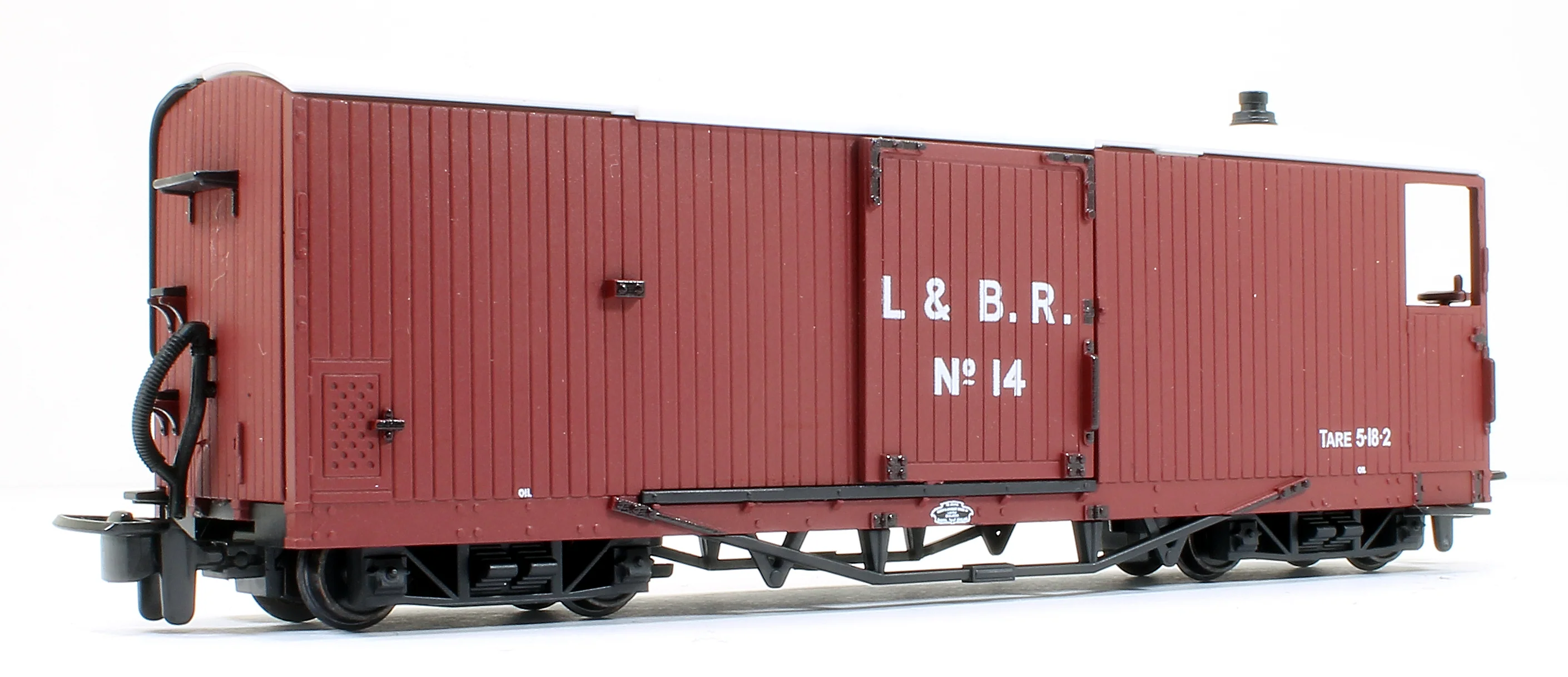 GR240BO L&B 8 ton Bogie Goods Brake Van L&B Livery Red no.14, Open Veranda - Image 2
