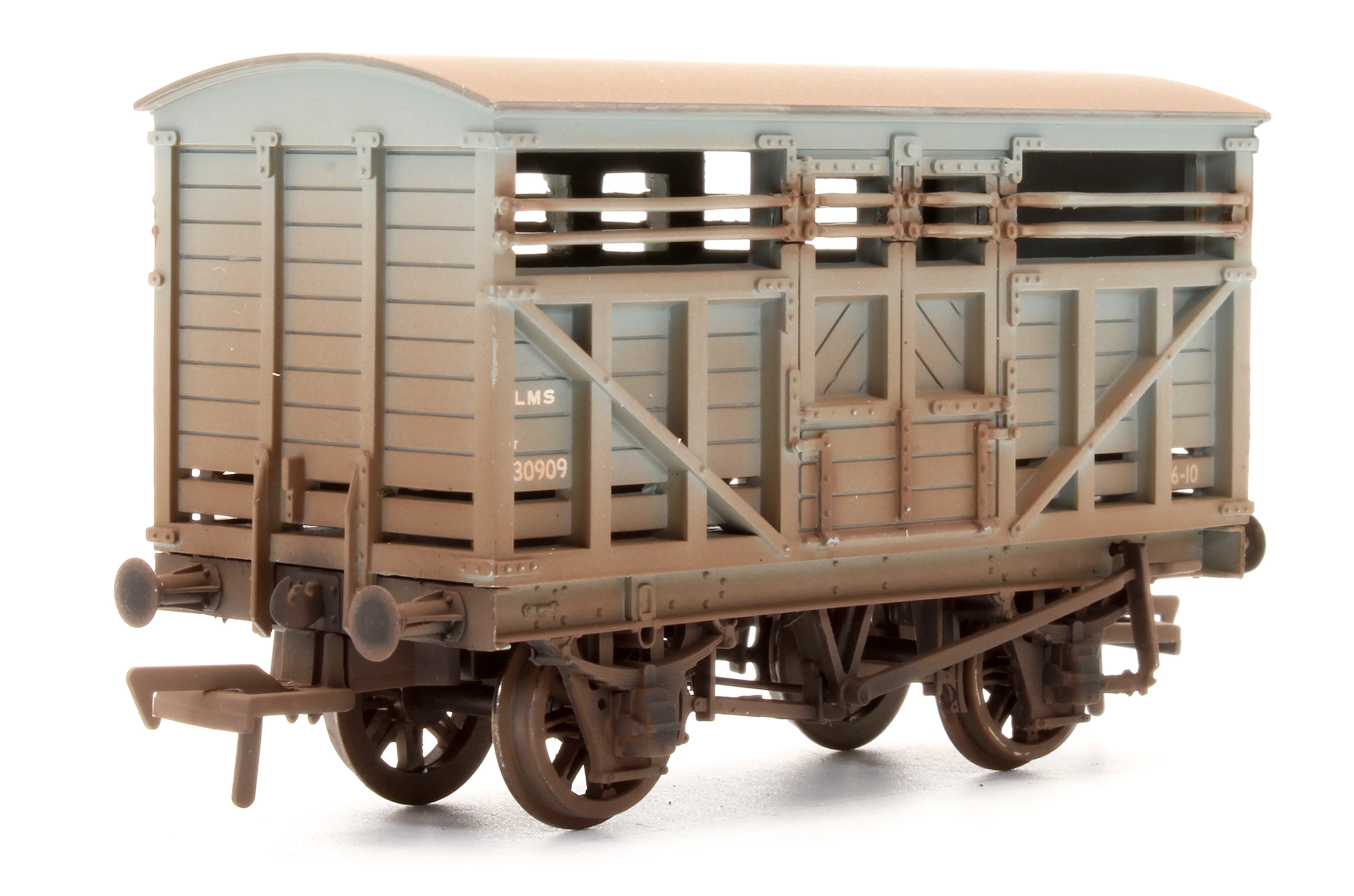 37-701A Pre-Owned 10 Ton Cattle Wagon LMS Grey - Custom Weathered