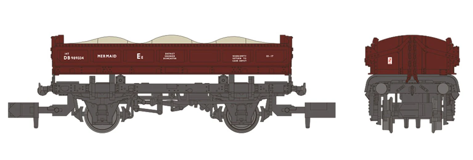 E87515 Pre-Owned 14T ‘Mermaid’ Side Tipping Ballast Wagon BR Departmental Gulf Red 989334 - Image 2