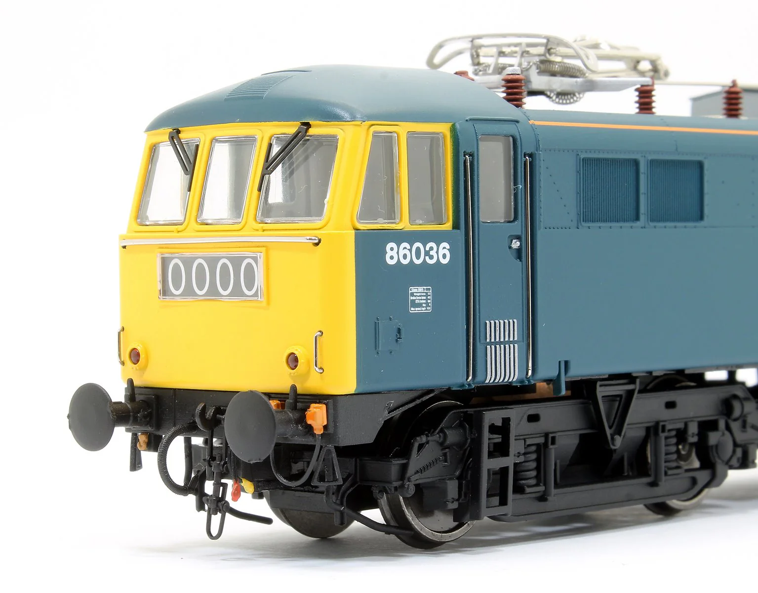 Pre-Owned 8655 Class 86/0 'AL6' Bo-Bo Electric Locomotive BR Rail Blue 86036 with double arrow logo, full yellow ends and orange cantrail stripes - Image 2