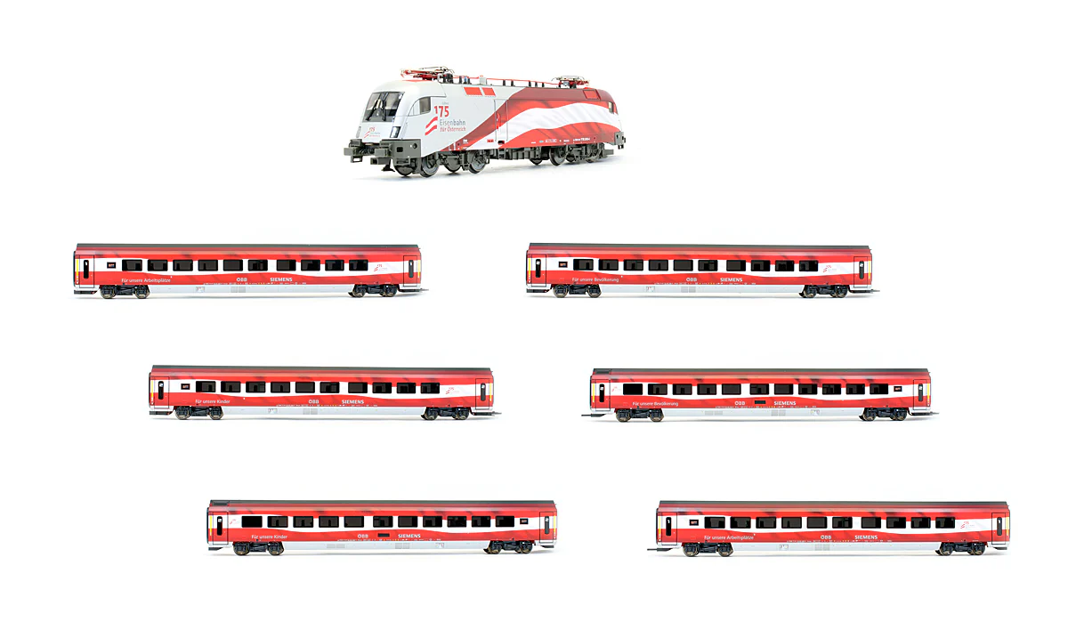 Pre-Owned OBB 1116 249-4 Electric Locomotive With 6 Passenger Cars - DCC Sound - 175 Years Of Railways In Austria