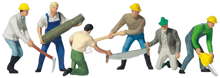 PR10042 Lumberjacks (6) with Tools & Log Exclusive Figure Set