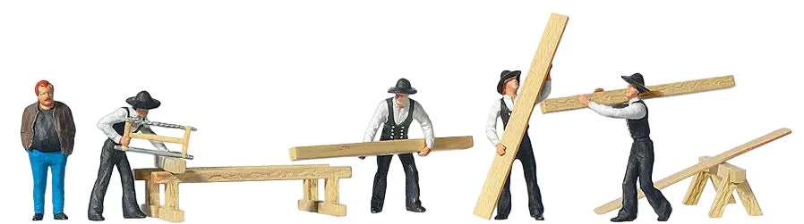 PR10376 Carpenters (5) and Timber Exclusive Figure Set