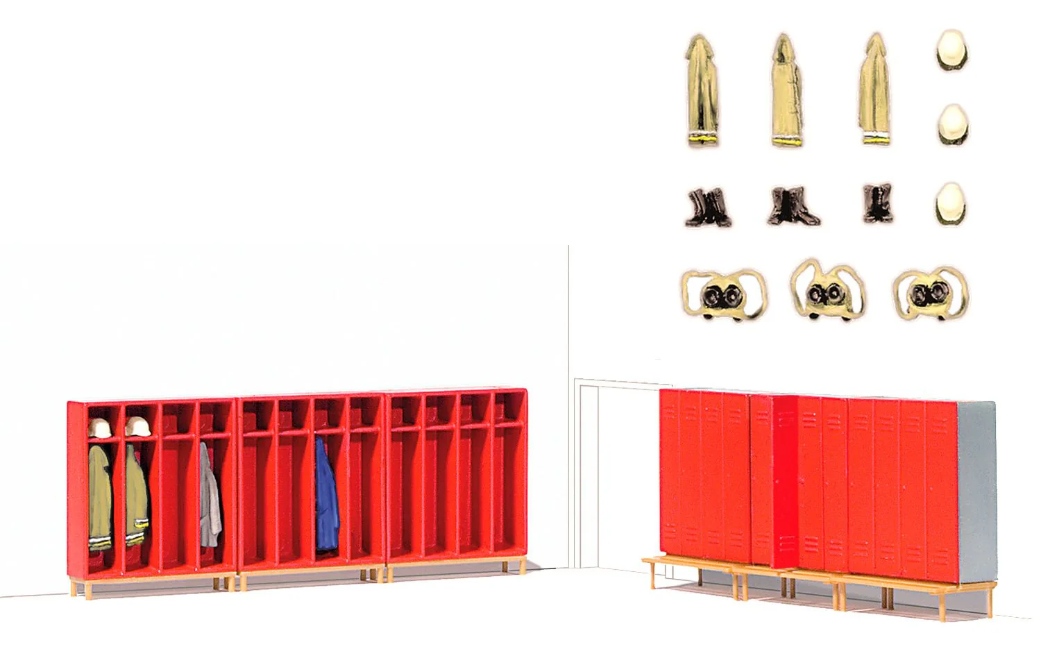 PR17718 Fireman's Lockers 6pc
