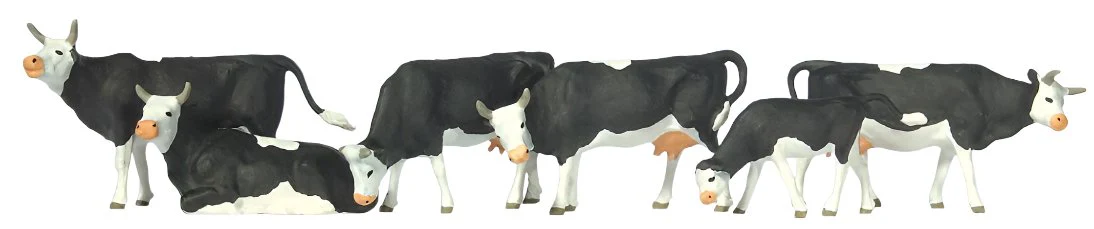 PR73013 Black/White Cows (6) British OO Scale Figure Set