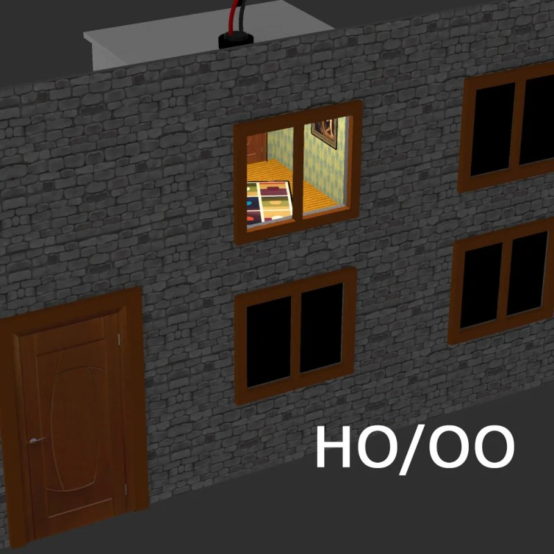 PLS-002 4 pcs Illuminated Decorated Rooms (HO/OO kit)