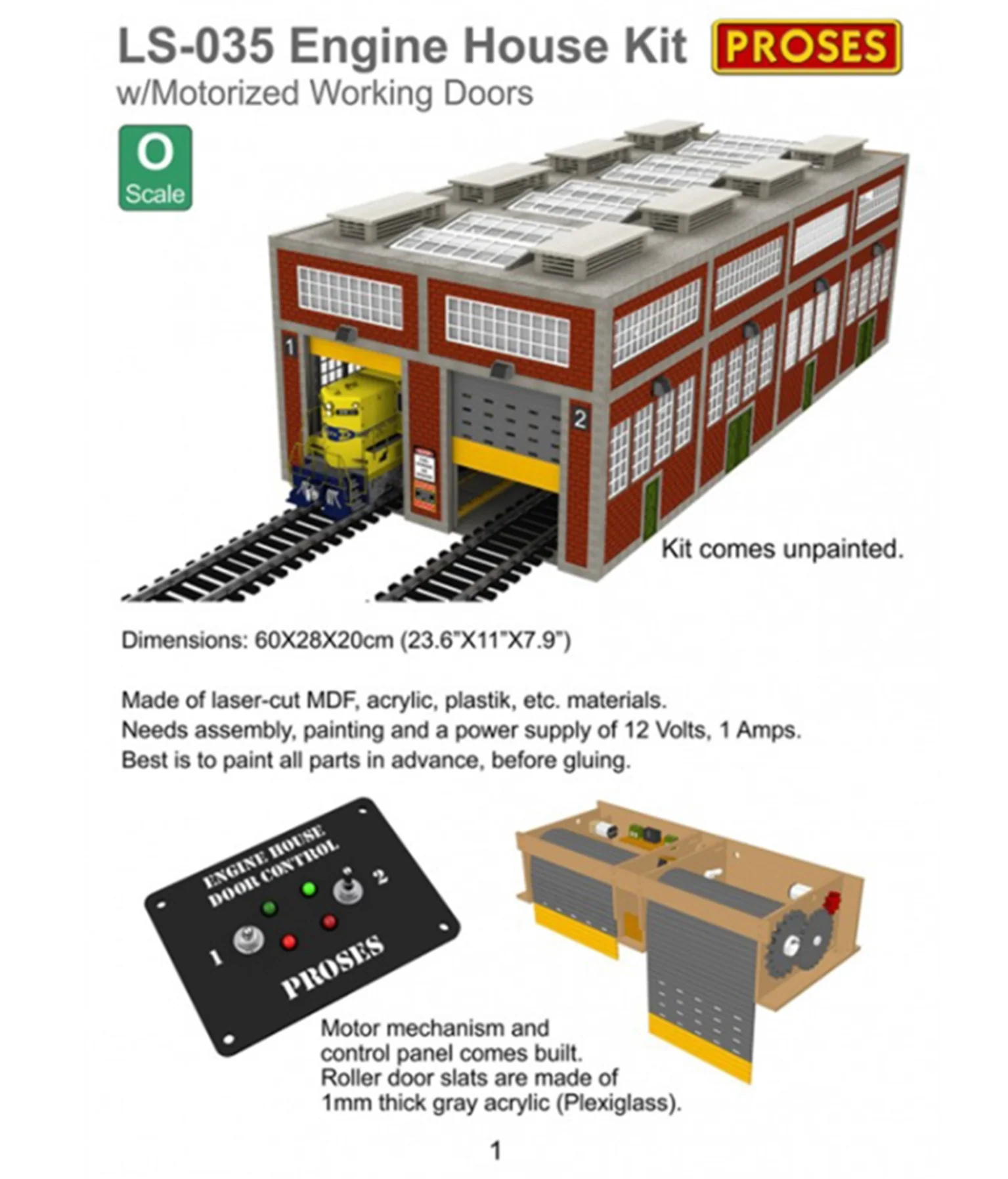 PLS-035 O Scale Dual Stall Modern Engine House w/Motorized Doors Kit - Image 4