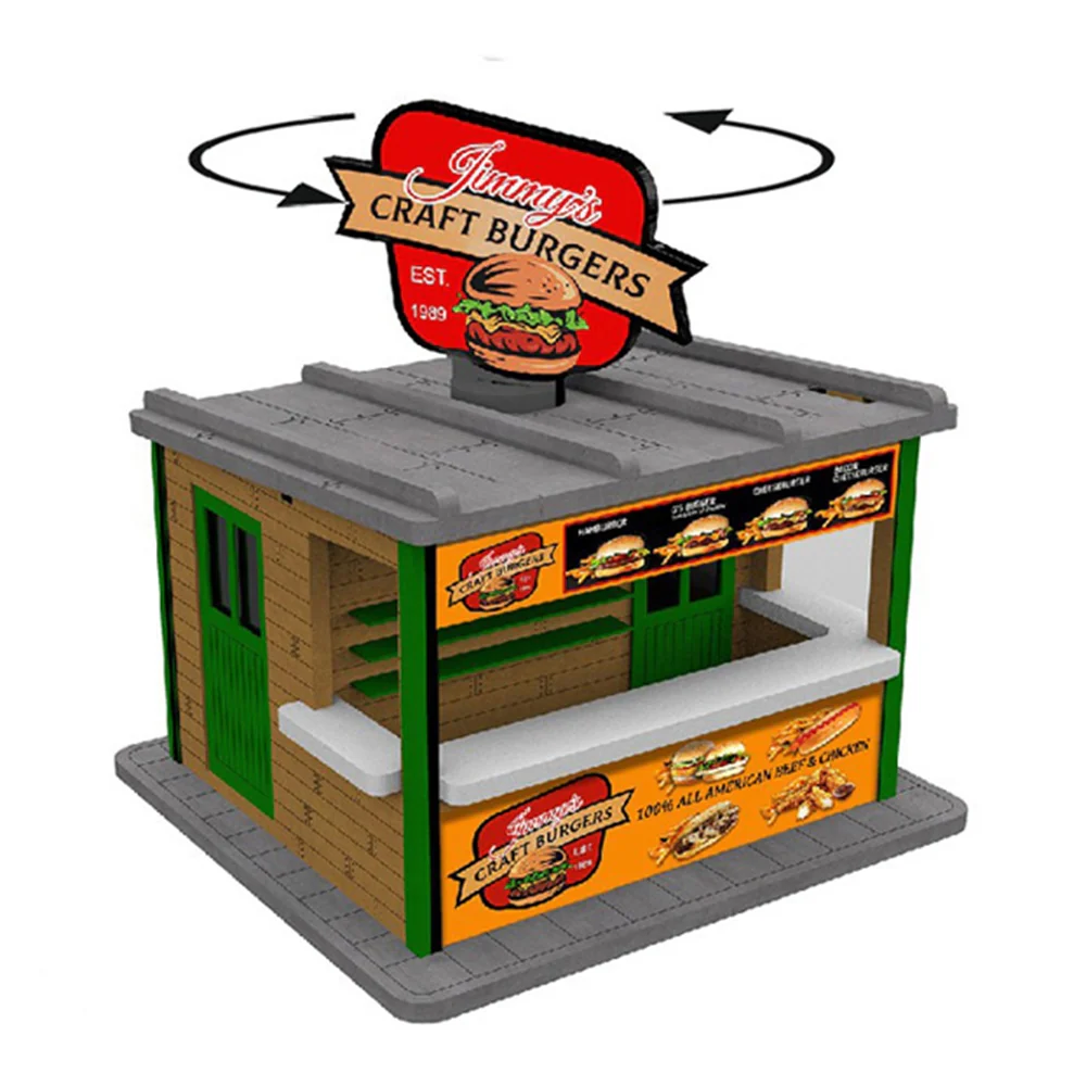 PLS-046 O Scale Jimmy's Burger Booth w/Rotating Banner and Illumination
