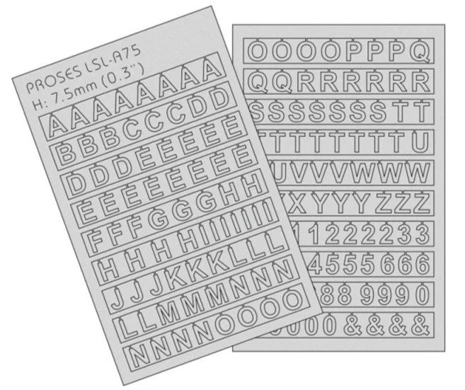 PLSL-A75 Laser-Cut Letters 7.5mm (1/3 inch)