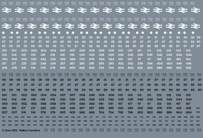 RT-2-1252 BR white/black loco numbers: multi-sheet Transfer