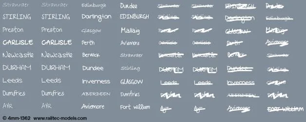 RT-4-1362 Handwritten Chalk Destinations: Scotland Waterslide Decals Transfer