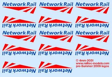 RT-4-2031 Network Rail Logos: Pre 2009 OO Gauge Waterslide Decals Transfer