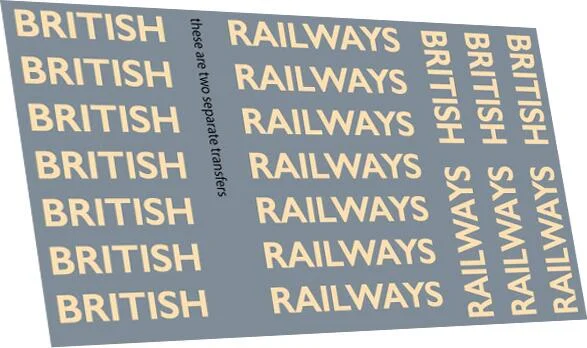 RT-4-4102 British Railways 8" Text Branding: Steam Locos Waterslide Decals Transfer
