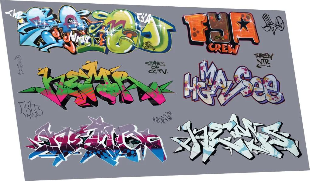 RT-4-8906 Graffiti: Artistic F (Suits Larger Wagons) Waterslide Decals Transfer
