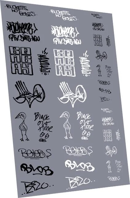 RT-4-8951 Graffiti: Tags Pack 1 Waterslide Decals Transfer