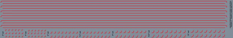 RT-4-9521 1" red lining (0.33mm thick) OO Gauge Waterslide Decals Transfer