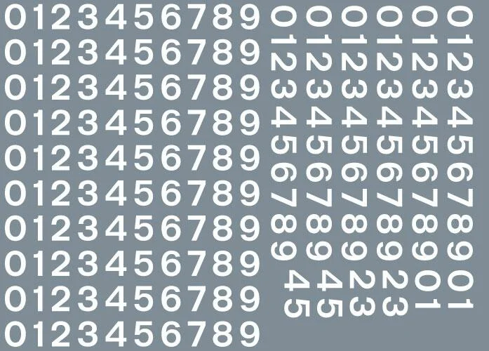 RT-ALL-0035 Numeric/alphabet sheet: white BR numbering (5mm high) Waterslide Decals Transfer