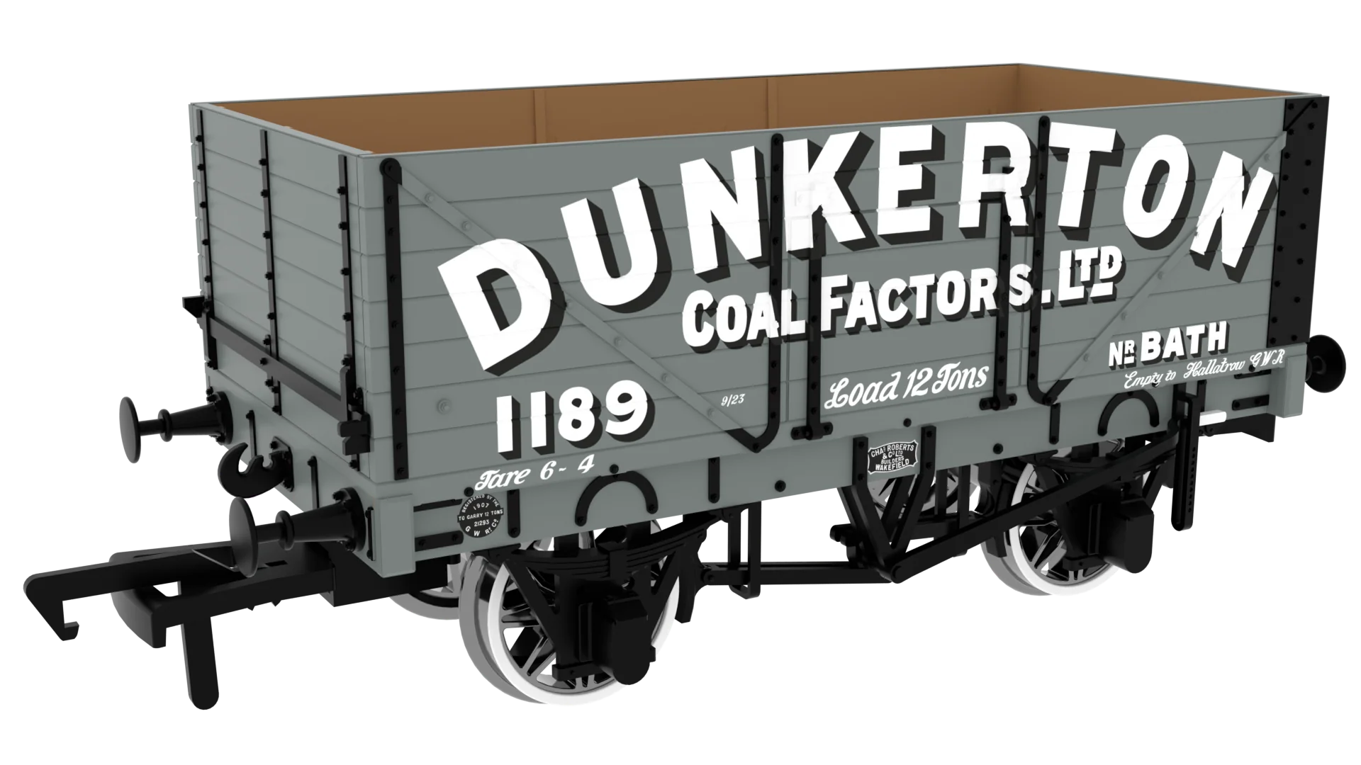 967254 7 Plank 1907 Railway Clearing House Private Owner Open Wagon Dunkerton Coal Factors Ltd. No.1189