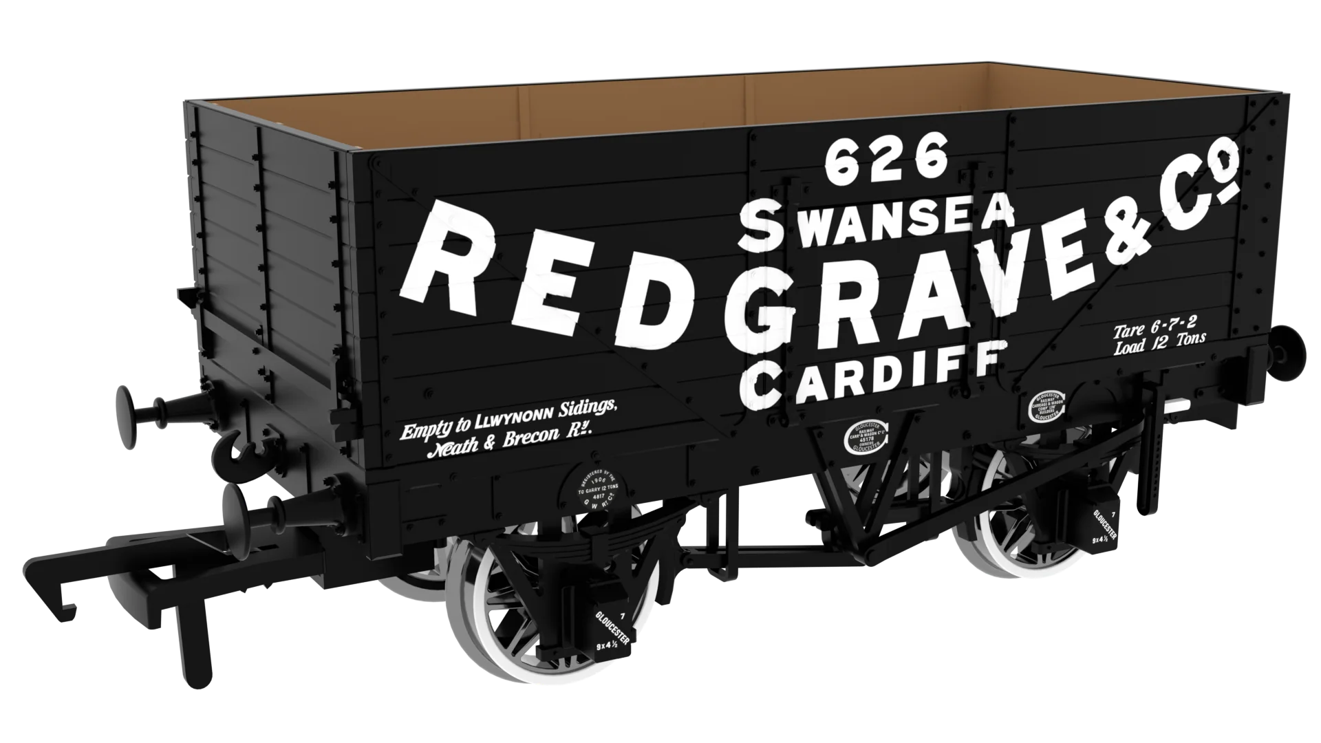 967258 7 Plank 1907 Railway Clearing House Private Owner Open Wagon Redgrave & Co. No.626