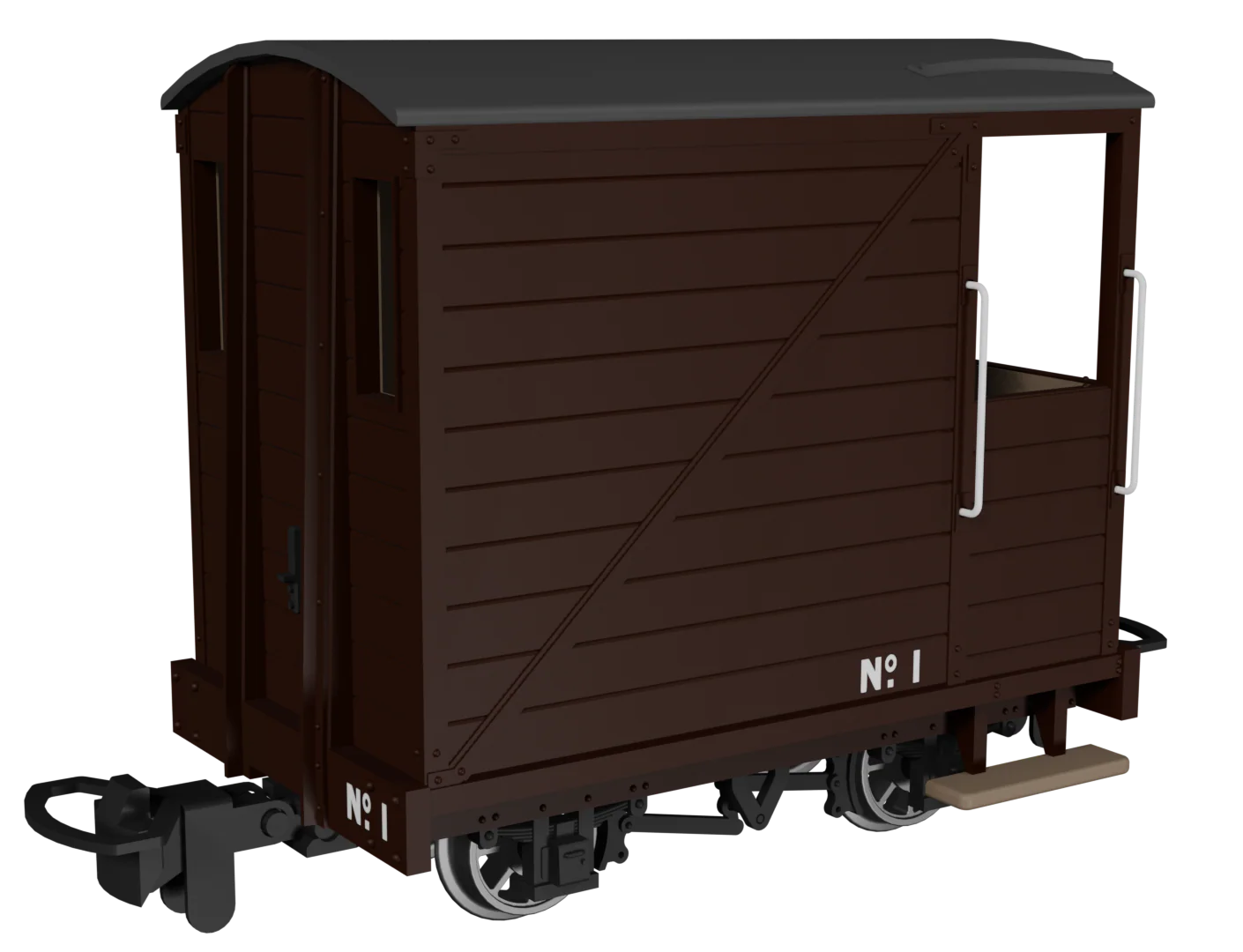 990801 Single Veranda Brake Van - Plain Brown No.1