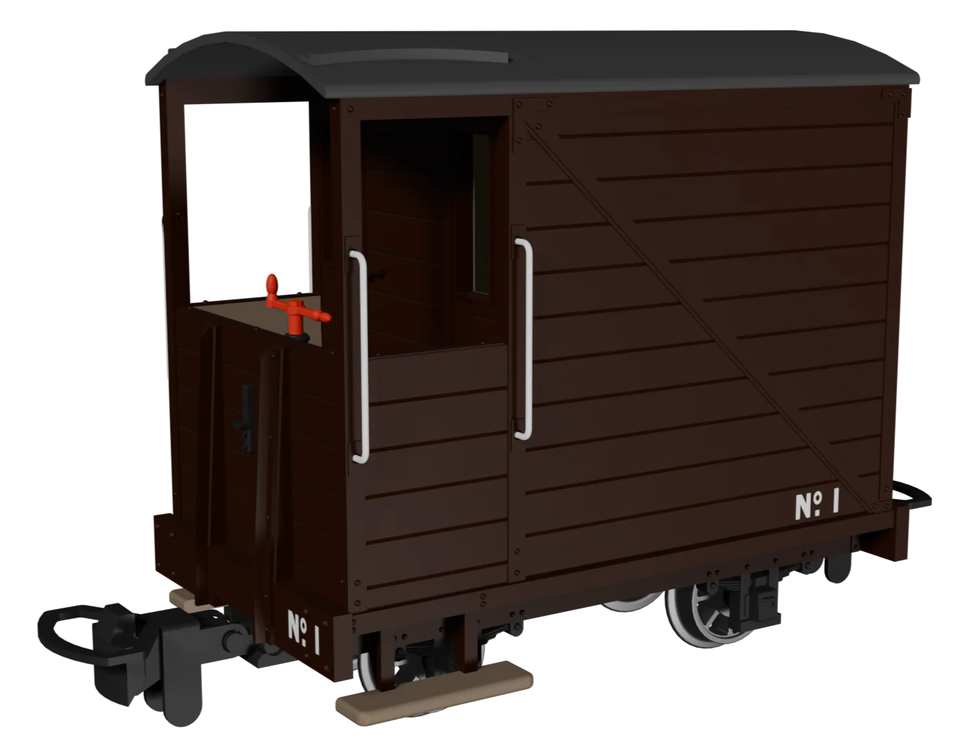 990801 Single Veranda Brake Van - Plain Brown No.1 - Image 2