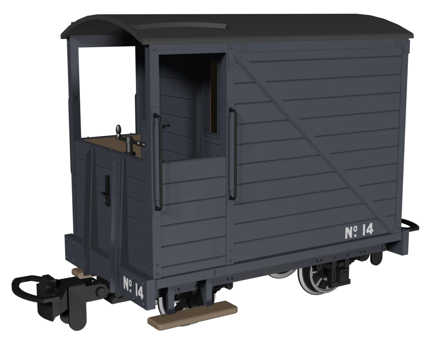 990804 Single Veranda Brake Van - Plain Dark Grey No.14 - Image 2