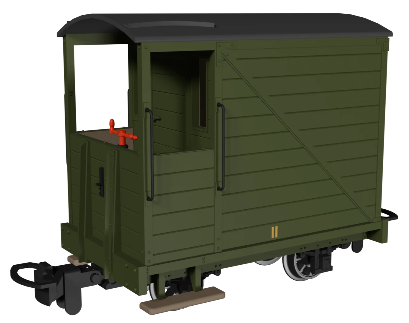 990805 Single Veranda Brake Van - Plain Green No.11 - Image 2