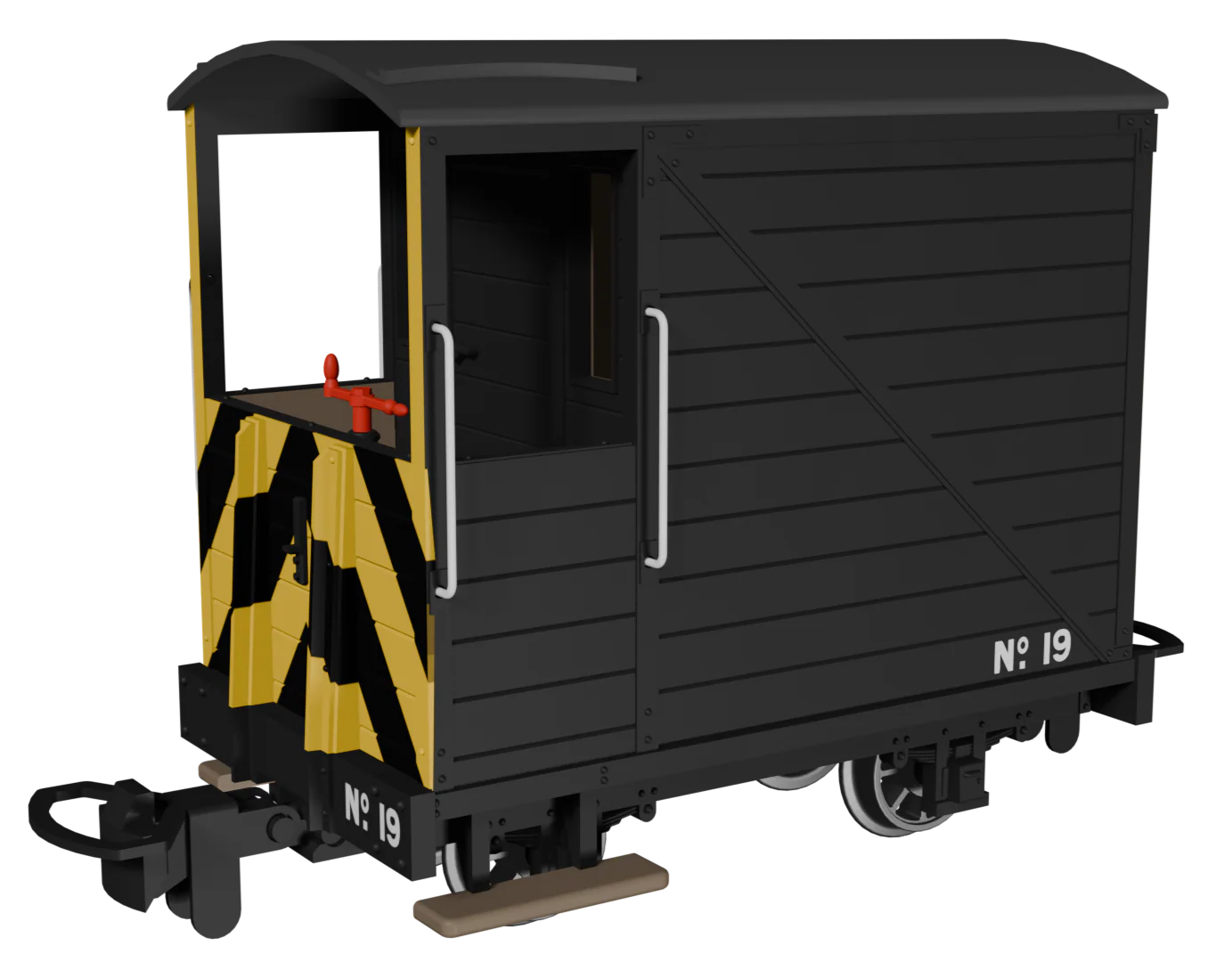 990806 Single Veranda Brake Van - Black with Wasp Stripes No.19 - Image 2