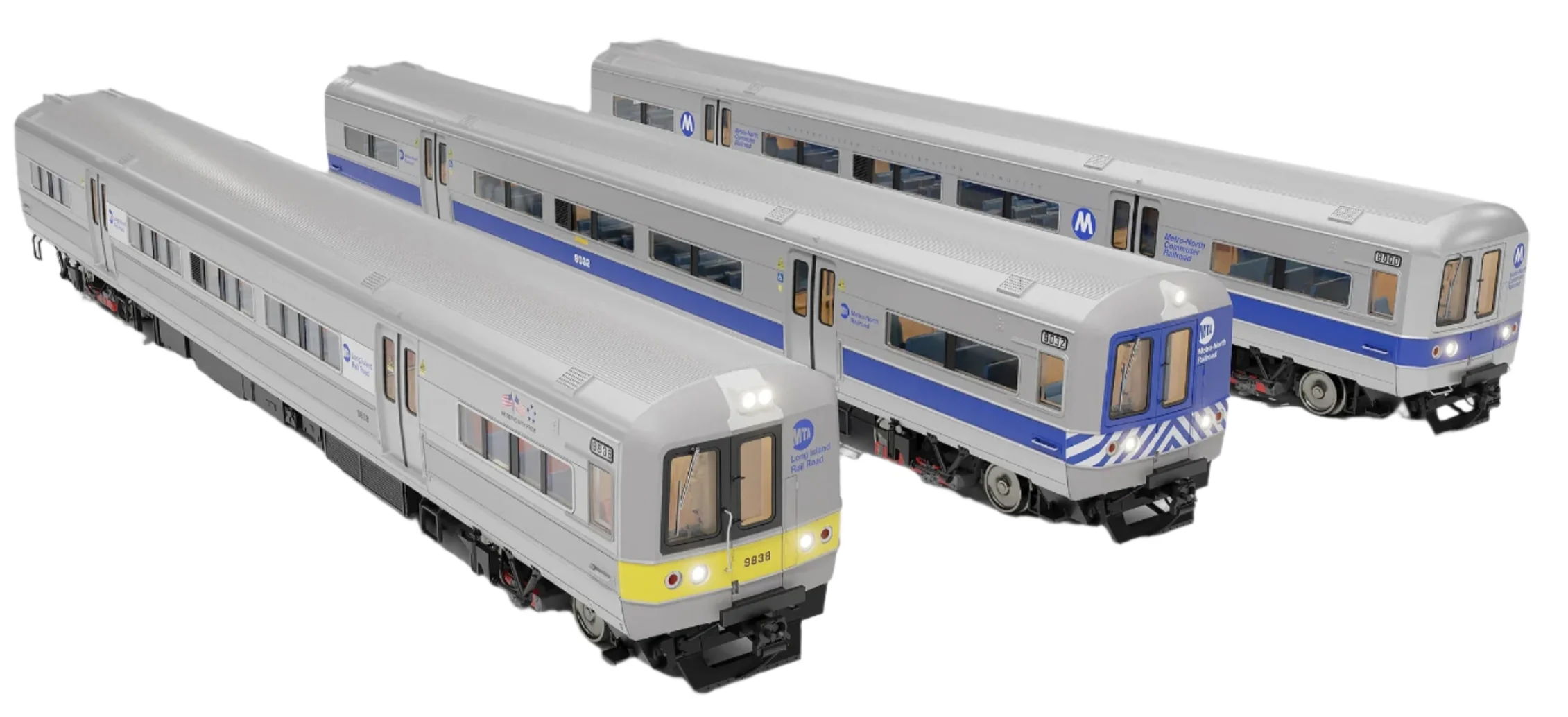 207506 HO Budd M3 set (DC/DCC/Sound): LIRR/MTA - Blue Stripe / Yellow Ends: #9803 + 9804