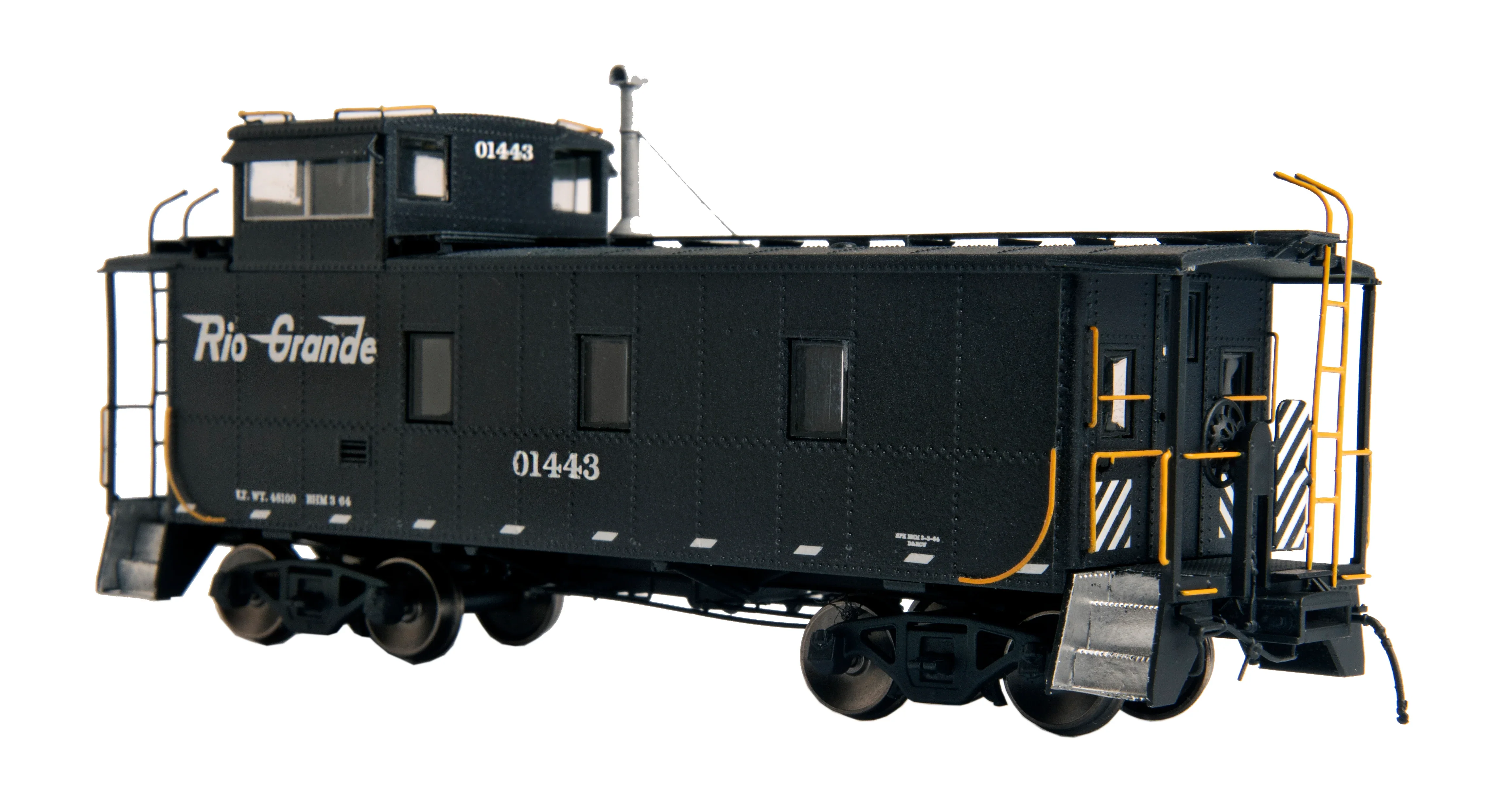 225010 HO D&RGW End Cupola Steel Caboose w/ Early Mods: Black Scheme: #01429