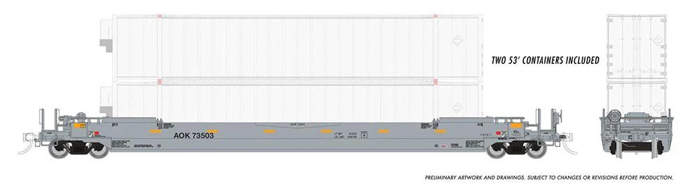 401055A HO 53' Husky-Stack well car + containers: AOK: Single Car - Image 2