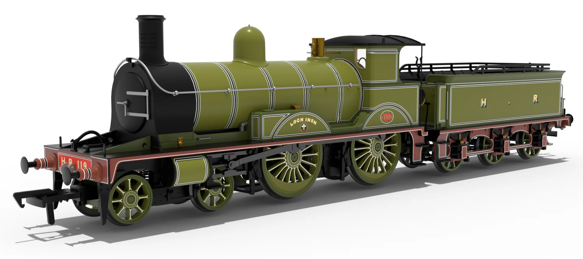811502 Highland Railway Loch Class 4-4-0 No.119 'Loch Insh' HR Drummond Lined Green Steam Locomotive - DCC Sound