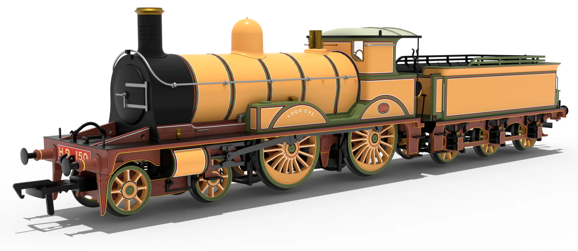 811508 Highland Railway Loch Class 4-4-0 No.150 'Loch Eye' HR Yellow Steam Locomotive - DCC Sound