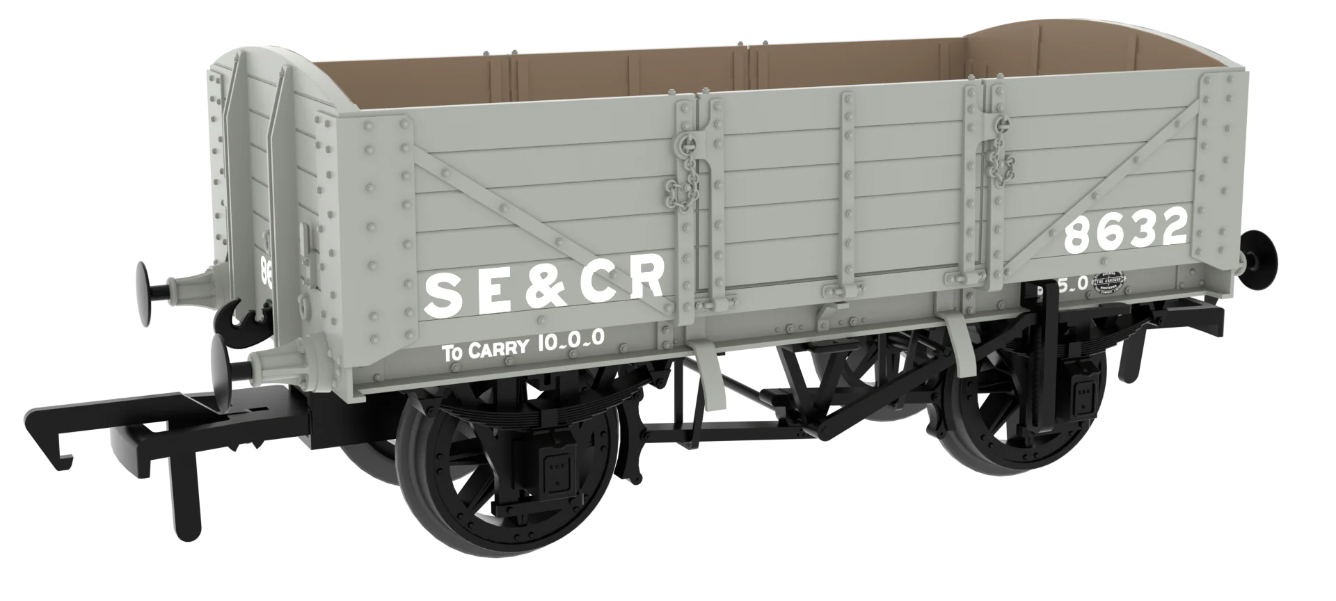 824007 SER/SECR 5-plank 10 ton open wagon - SE&CR Wainwright Light Grey No. 8632