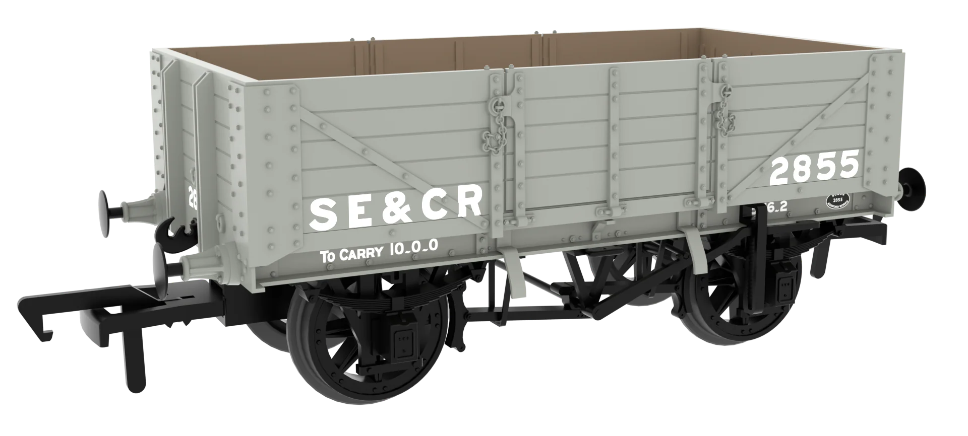 824009 SER/SECR 5-plank 10 ton open wagon - SE&CR Wainwright Light Grey No. 2855