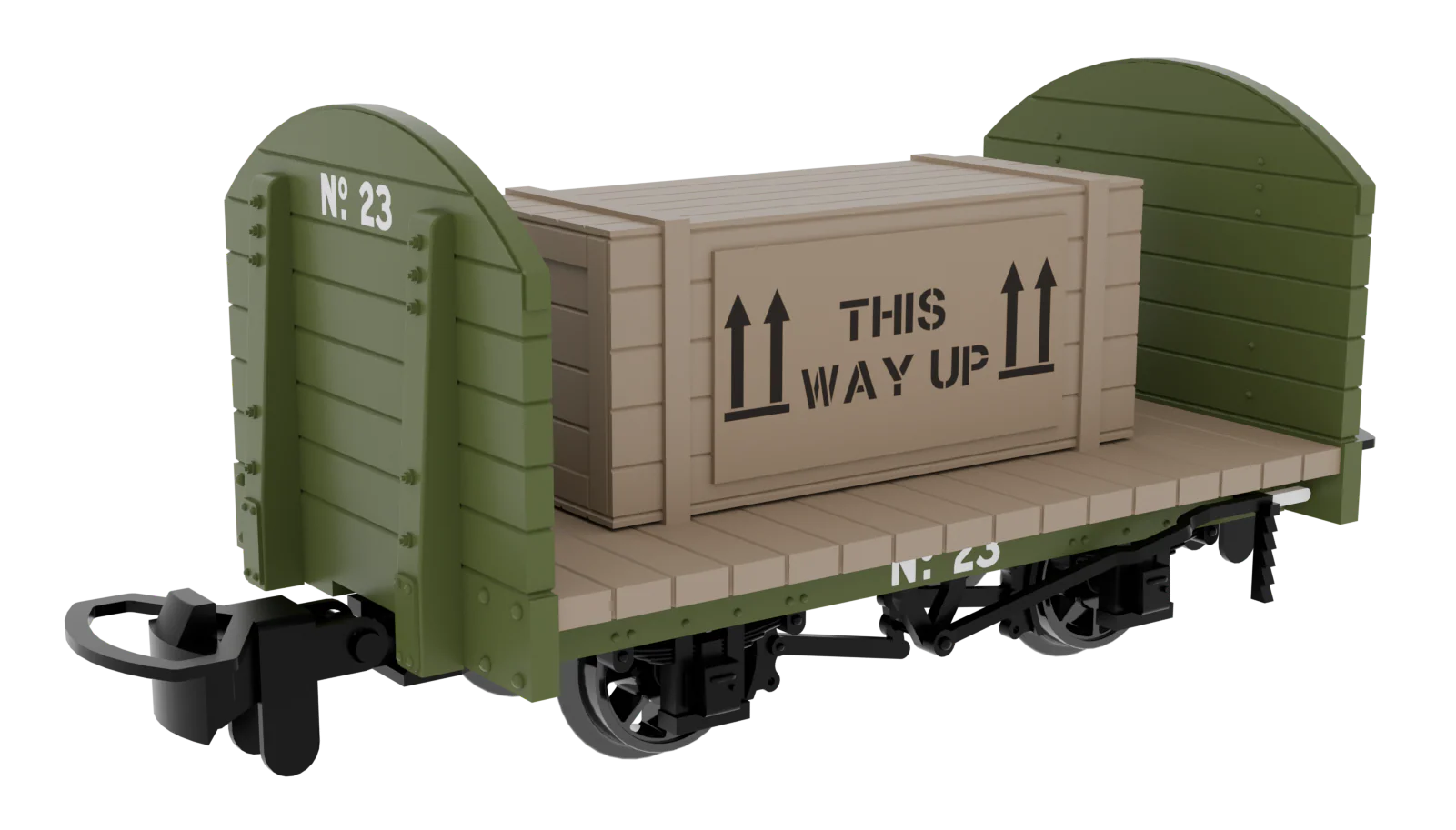 833206 Round Ended Flat - Plain Green No. 23 (with removable crate)