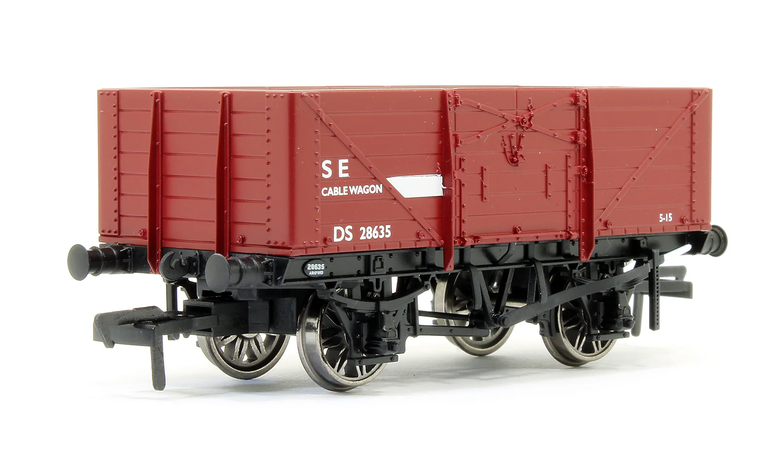 907011 SECR 1355 7 plank Open Wagon - BR S&T Dept red #DS28635 - Image 2