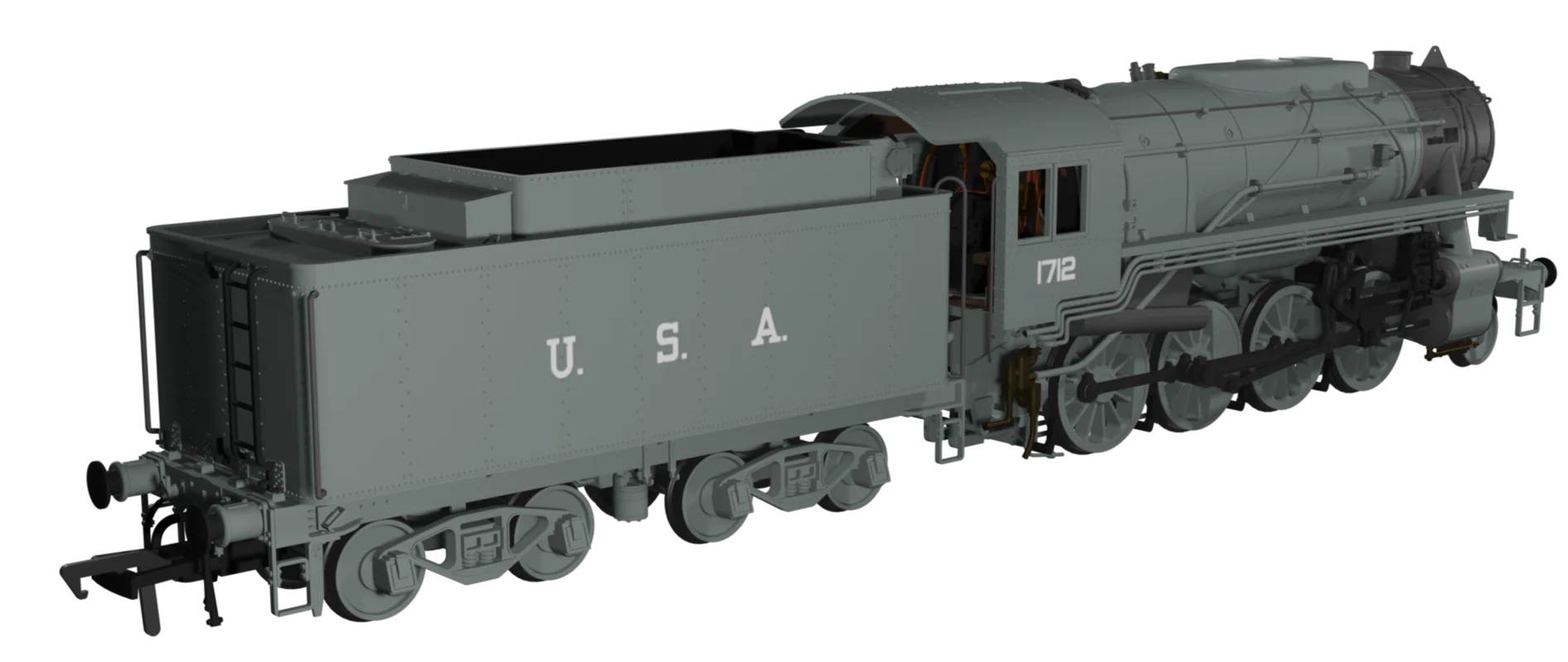 926003 USATC S160 2-8-0 LNER Wartime Light Grey U.S.A on Tender No.1712 Steam Locomotive - Image 3